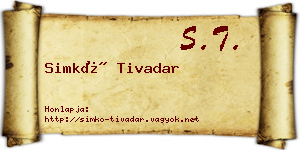 Simkó Tivadar névjegykártya